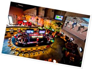 an overhead view of a bar in a casino at FunTime Vacation Home in Kingston