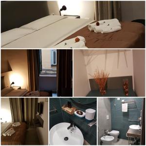 eine Collage mit drei Bildern eines Hotelzimmers in der Unterkunft Your Home in Naples in Neapel