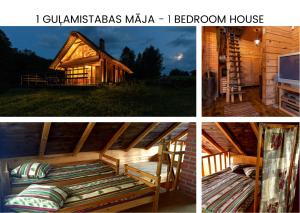 a collage of three pictures of a cabin at Viesu Sēta LOCU SALA in Krāslava