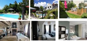 un collage de fotos de una casa y una piscina en Gîtes et Chambres des Coteaux en Sainte-Maure-de-Touraine