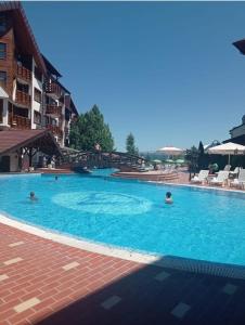 Una gran piscina con gente en el agua. en Belvedere Holiday Club 14, en Bansko
