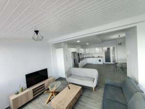 ein Wohnzimmer mit einem Sofa und einem TV in der Unterkunft Luxury Port View R31 in Las Palmas de Gran Canaria