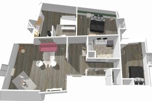 a floor plan of a room with a desk at Grand appartement place Saint-Pierre, proche Château de Saumur et bord de Loire" in Saumur