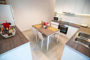 A kitchen or kitchenette at Downtown luxury apartment with backyard