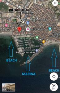 un mapa de la playa de un complejo en Marina Apartments - Valentin, en Santa Pola