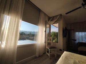 1 dormitorio con ventana grande con vistas en Morado en Luján de Cuyo