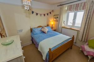 a small bedroom with a bed and a window at APPLEDORE GANNETS NEST 3 Bedrooms in Appledore