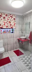 bagno con lavandino e servizi igienici di Villa Dubaai a Mossel Bay