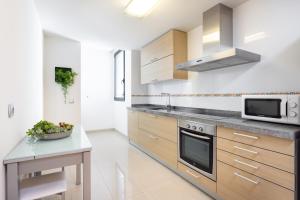 cocina con electrodomésticos de acero inoxidable y encimera en Apartamento Jade, en Santa Cruz de Tenerife