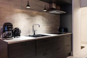 a kitchen with a sink and a counter at City Garden Apartments 2 in Rovaniemi