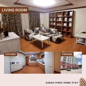 two pictures of a living room with a couch and a living room at Darah Pines' Homestay in Baguio +13 photos
