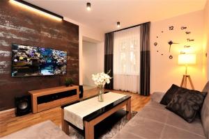 Televízia a/alebo spoločenská miestnosť v ubytovaní Apartament Jagiełły
