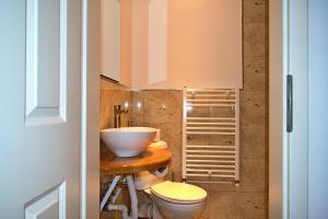 a bathroom with a sink and a toilet at Casa Traditionala Breb in Breb +77 photos