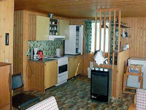 a kitchen with a stove and a stove top oven at 5 person holiday home in B rkop in Egeskov