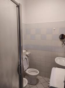 a bathroom with a toilet and a sink at Casina di mezzo in Borgo a Buggiano