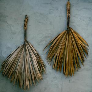 a pair of dried up items hanging on a wall at Pousada Monttana in Lavras Novas