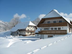 une maison dans la neige recouverte de neige dans l'établissement Reeshof, à Horben