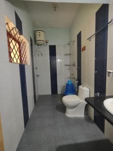 a bathroom with a toilet and a sink at Holidayincoorg Royal Mansion in Madikeri