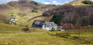 a large house on a hill in a field at Apartman Cvejic - Suncani apartmani in Brzeće