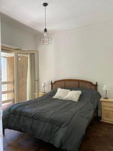 1 dormitorio con 1 cama grande y 2 almohadas en Casa MAR DEL PLATA. Zona Guemes - Playa Grande en Mar del Plata