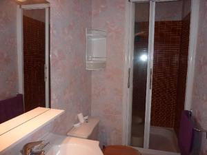 a bathroom with a sink and a toilet and a shower at Studio Mont-Dore, 1 pièce, 4 personnes - FR-1-608-122 in Le Mont-Dore