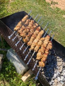 - un grill avec un bouquet de nourriture dans l'établissement MilAdrija, à Rokiškis