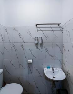 een badkamer met een wastafel en een toilet bij Homestay dwi prasetyo in Kembanglimus