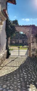 una entrada a un arco de piedra con una puerta en Residenza L'Archetto, en Corona