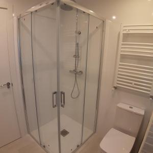 een badkamer met een douche en een toilet bij LOVINBurgos Amarás Burgos y volverás in Burgos