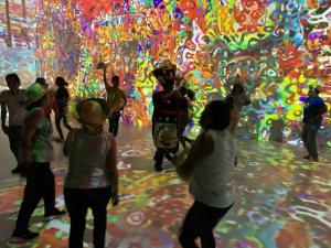 a group of people standing in front of a colorful wall at Hotel La Casa de los Árboles Immersive Experience in Zacualpan de Amilpas +52 photos