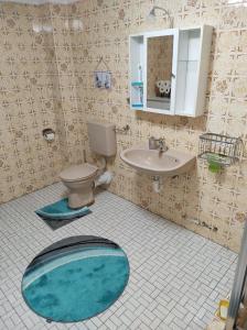 漢堡的住宿－Five Oaks Hamburg，一间带卫生间和水槽的浴室