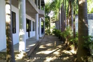 um edifício com palmeiras ao lado em Casa Entre Los Arboles +Piscina em Nariño