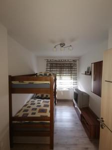 a room with two bunk beds and a window at Apartments with a parking space Delnice, Gorski kotar - 20247 in Delnice