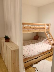 sypialnia z 2 łóżkami piętrowymi w pokoju w obiekcie Family Ski apartment w Szpindlerowym Młynie