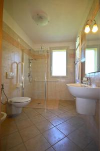 a bathroom with a toilet and a sink and a shower at Valle Rillo Agriturismo in Comacchio