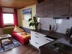 a kitchen with a couch and a bed in a room at Apartment Lainer in Rauris
