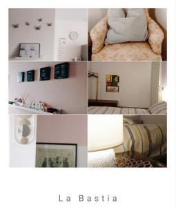 uma colagem de fotos de um quarto com um sofá em La *Bastia* em Castelfranco Emilia