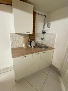 eine kleine Küche mit einer Theke und einem Waschbecken in der Unterkunft Parkview in Hoo