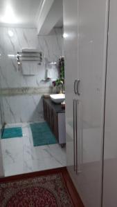 W łazience znajduje się prysznic i umywalka. w obiekcie Cherry Blossom w mieście Nainital