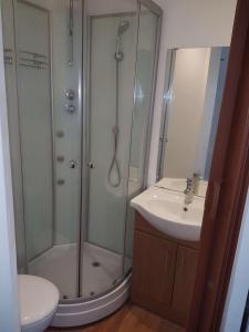 a bathroom with a shower and a sink at Luton, LU3 Double Ensuite room in Luton