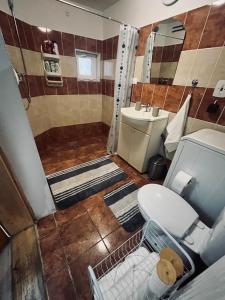 魯容貝羅克的住宿－U Martuly，一间带卫生间和水槽的浴室