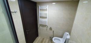 uma casa de banho com um WC e uma cabina de duche. em Tbilisi apartments em Tbilisi