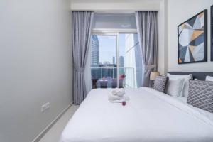 Postel nebo postele na pokoji v ubytování 1-bed flat with amazing views!