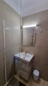 a bathroom with a sink and a shower and a toilet at Anna Garden Sidari in Sidari