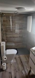 a bathroom with a toilet and a sink at Casa da Avó Biza in São Roque do Pico