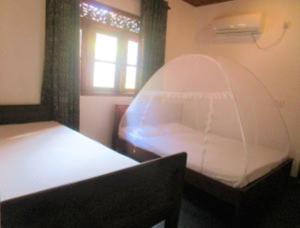 a room with two beds and a window at Green Herbal Ayurvedic Eco-Lodge in Galle