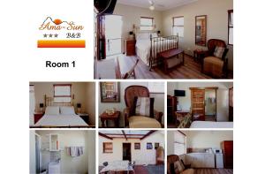 a collage of four pictures of a room at AmaSun B&B in George