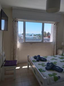埃斯特角城的住宿－Apartamento en Península con vista a las Islas 1 Dorm y Estar，一间卧室设有一张床和一个窗口
