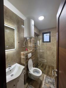 ein Badezimmer mit Toilette und Waschbecken in der Unterkunft GENCIAN RESORT in Kopaonik + 36 Fotos