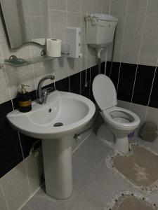 a bathroom with a sink and a toilet at De La Terrasse IZNIK in İznik